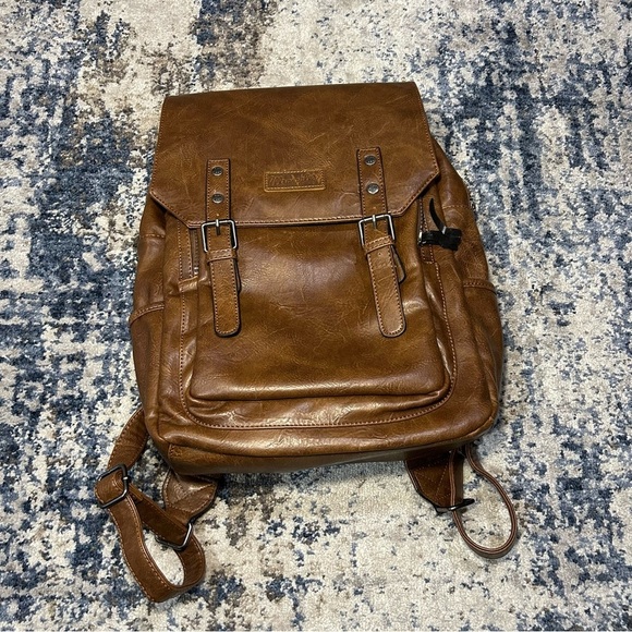 Montana West x Wrangler Brown Vegan Leather Laptop Backpack main image 4